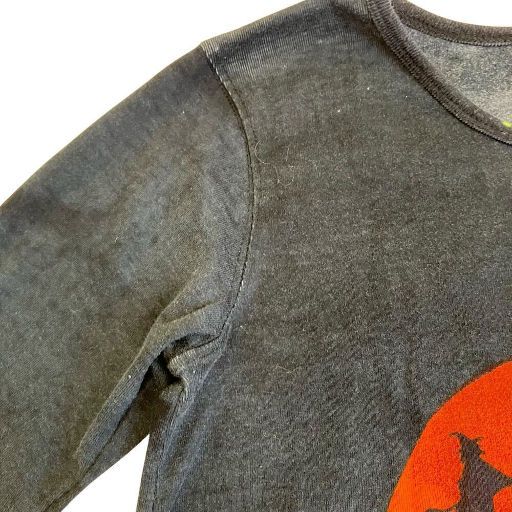 Vintage Jane Ashley Sz M Halloween Shirt Black Orange Beaded Haunted House - Picture 6 of 15